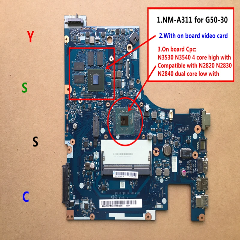 XCMCU new new NM-A311 mainboard for Lenovo G50-30 laptop pc motherboard ( for intel N3540 CPU 820M GPU 1GB video card ) Test OK
XCMCU new new NM-A311 mainboard for Lenovo G50-30 laptop pc motherboard ( for intel N3540 CPU 820M GPU 1GB video card ) Test OK
