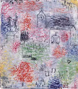 

High quality Oil painting Canvas Reproductions Small Landscape with the village church (1925) by Paul Klee Painting hand painted