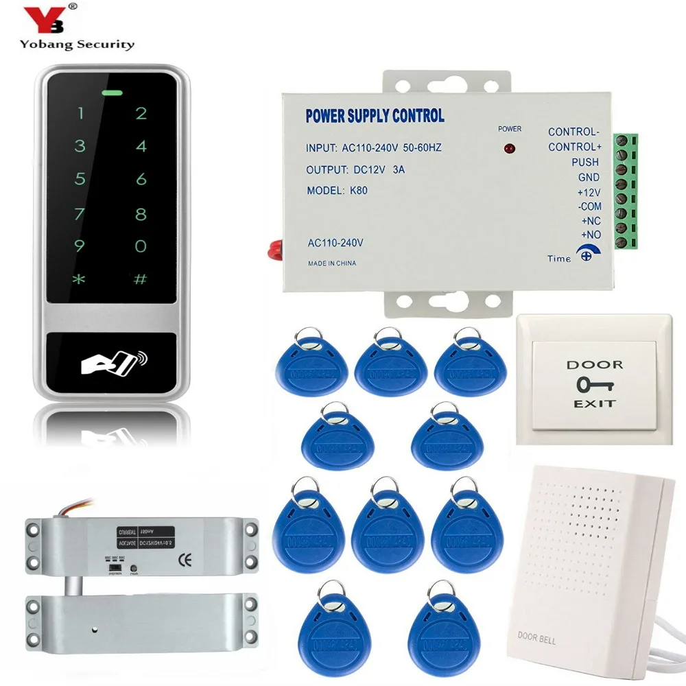 Yobang Security RFID Access Control Waterproof Touch Keypad Digital Panel Card Reader Electric Magnetic Door Lock+Power Supply
Yobang Security RFID Access Control Waterproof Touch Keypad Digital Panel Card Reader Electric Magnetic Door Lock+Power Supply