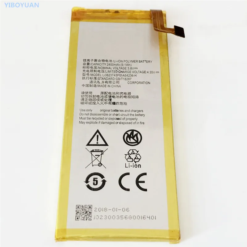 3.8V 2400mAh Li3823T43P6hA54236-H For ZTE QingYang 2 II / G717C / G718C / Nubia Z7 Mini NX507J Battery
3.8V 2400mAh Li3823T43P6hA54236-H For ZTE QingYang 2 II / G717C / G718C / Nubia Z7 Mini NX507J Battery