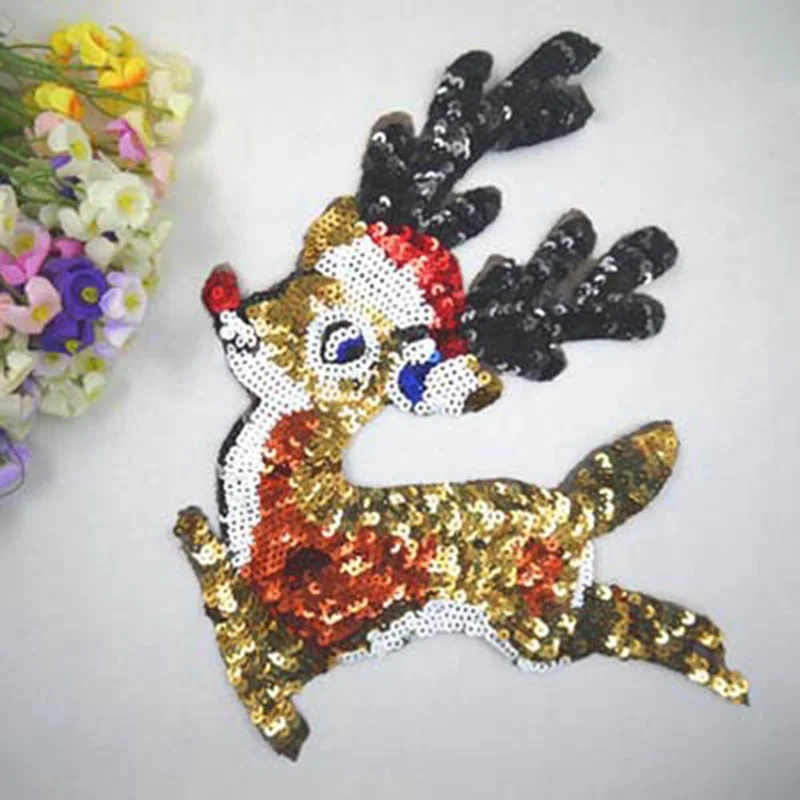 1Pcs Animal Designs 25cm Christmas Deer Embroidered Patches Clothes Cute Sequins Patch DIY Applique
1Pcs Animal Designs 25cm Christmas Deer Embroidered Patches Clothes Cute Sequins Patch DIY Applique