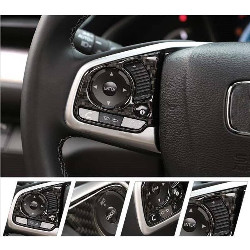 JX-LCLYL 2PCS Interior Steering Wheel Button Cover Trim Decoration for Honda Civic 2016