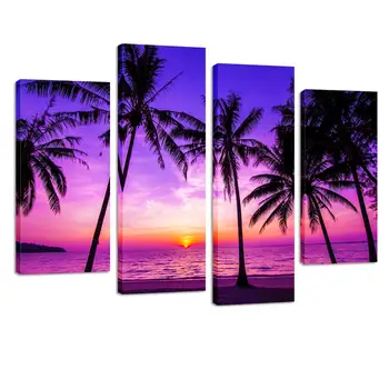 4 Panel Tropical Palm Trees Purple Sunset Ocean Beach Nature Wall Art Print Picture Canvas Artwork for Living Room Home Decorat
4 Panel Tropical Palm Trees Purple Sunset Ocean Beach Nature Wall Art Print Picture Canvas Artwork for Living Room Home Decorat
