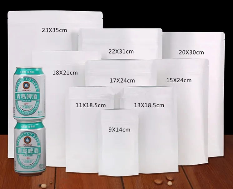 100pcs/lot-8 sizes options White Paper Stand Up Zip Lock Bag Aluminum Foil Inlay Coffee Bean Tea Powder Food Party Gift Bags
100pcs/lot-8 sizes options White Paper Stand Up Zip Lock Bag Aluminum Foil Inlay Coffee Bean Tea Powder Food Party Gift Bags