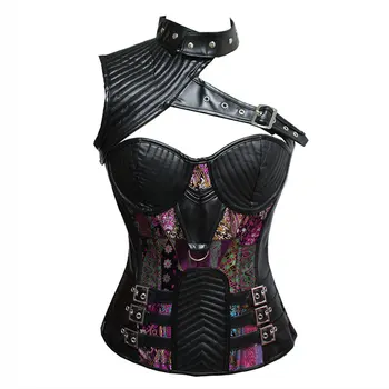 Purple Brocade&Black Leather Steampunk Corset Plus Size Corsets And Bustiers Vintage Espartilhos E Corpetes Sexy Gothic Clothing
Purple Brocade&Black Leather Steampunk Corset Plus Size Corsets And Bustiers Vintage Espartilhos E Corpetes Sexy Gothic Clothing
