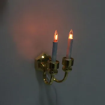 ABWE Double-headed Candle Sconces Wall Light Miniature Doll House Accessory 
ABWE Double-headed Candle Sconces Wall Light Miniature Doll House Accessory