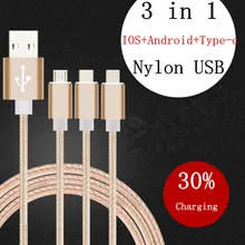 New Type-C & Micro & IOS & Android USB Cable With Braided Stylus Cables USB Charger For Samsung S7 S7 edge Micro Usb Cable