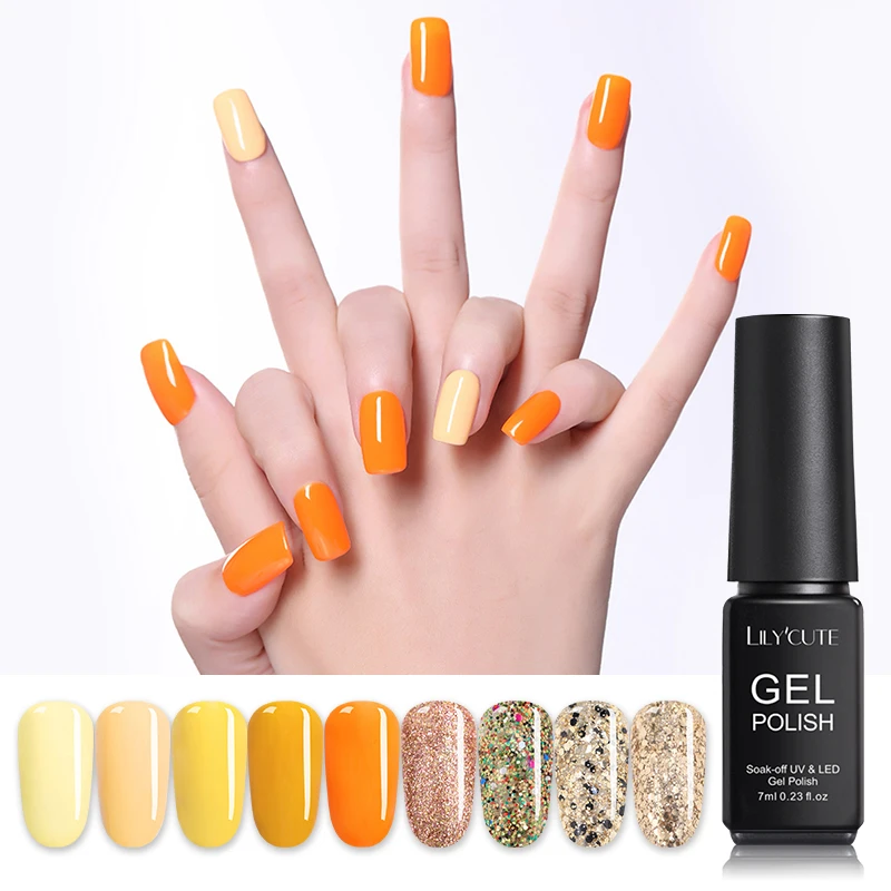 LILYCUTE 7ml Pure Nail Color Gel Polish Yellow Orange Glitter UV Gels Nails Art Design Soak off Nail Gel Varnishes
LILYCUTE 7ml Pure Nail Color Gel Polish Yellow Orange Glitter UV Gels Nails Art Design Soak off Nail Gel Varnishes