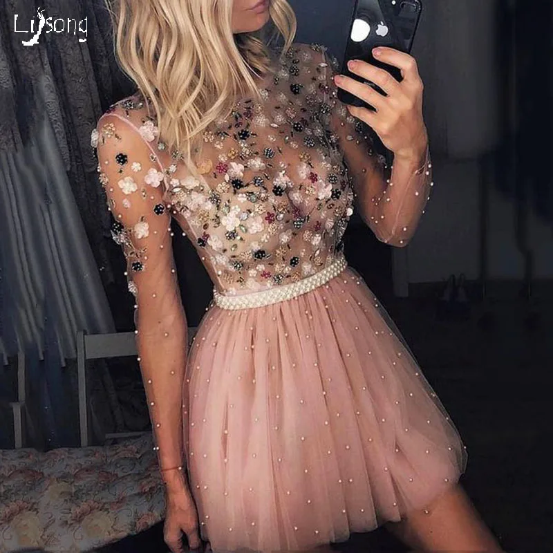 Stunning Pink Major Beading A-line Tulle Mini Prom Dress Pearls Sashes Custom Made See-through Graduation Event Party Wear Dress
Stunning Pink Major Beading A-line Tulle Mini Prom Dress Pearls Sashes Custom Made See-through Graduation Event Party Wear Dress