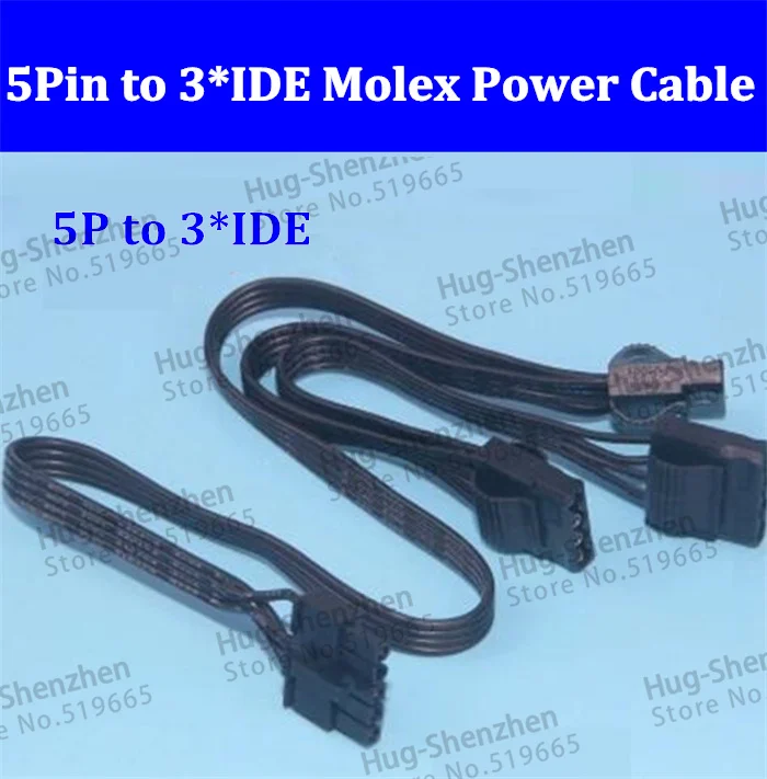 

High quality 5Pin to 3 port IDE 4Pin Molex Modular Power Supply Adapter Cable for Seasonic SS-620GM 20pcs/lot