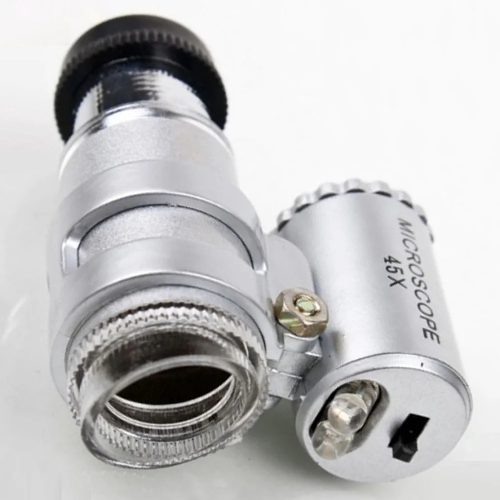 45X 2LED Glass Silver Loupes Portable Mini Pocket Magnifier jeweler Microscope with PVC Leather Pouch for Industry Printing#
45X 2LED Glass Silver Loupes Portable Mini Pocket Magnifier jeweler Microscope with PVC Leather Pouch for Industry Printing#
