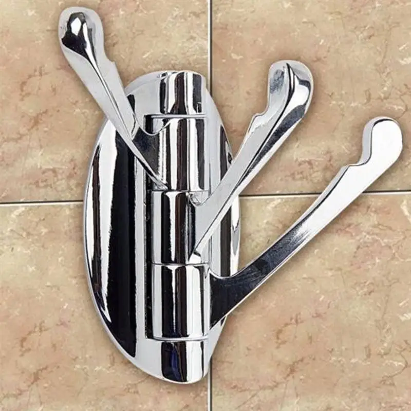Wall Mounted 180° Hook Heavy Duty Arms Folding Swing Triple Towel//Clothes Hanger