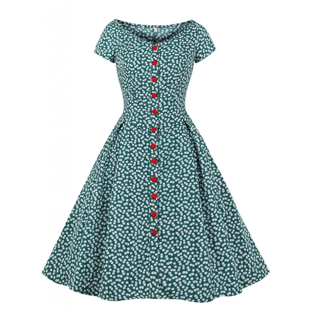 Summer Party Dress Preppy Retro 50 S 60 S Rockabilly Pin Up Women Dresses Floral Print Vintage Green Dress Office Lady Vestidos
Summer Party Dress Preppy Retro 50 S 60 S Rockabilly Pin Up Women Dresses Floral Print Vintage Green Dress Office Lady Vestidos