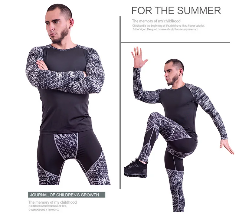 2019 Rashguard Male Fitness MMA Running Shirt Men Long Sleeve T Shirt Crossfit Bodybuilding Men Man Compression Sports Suit (10)