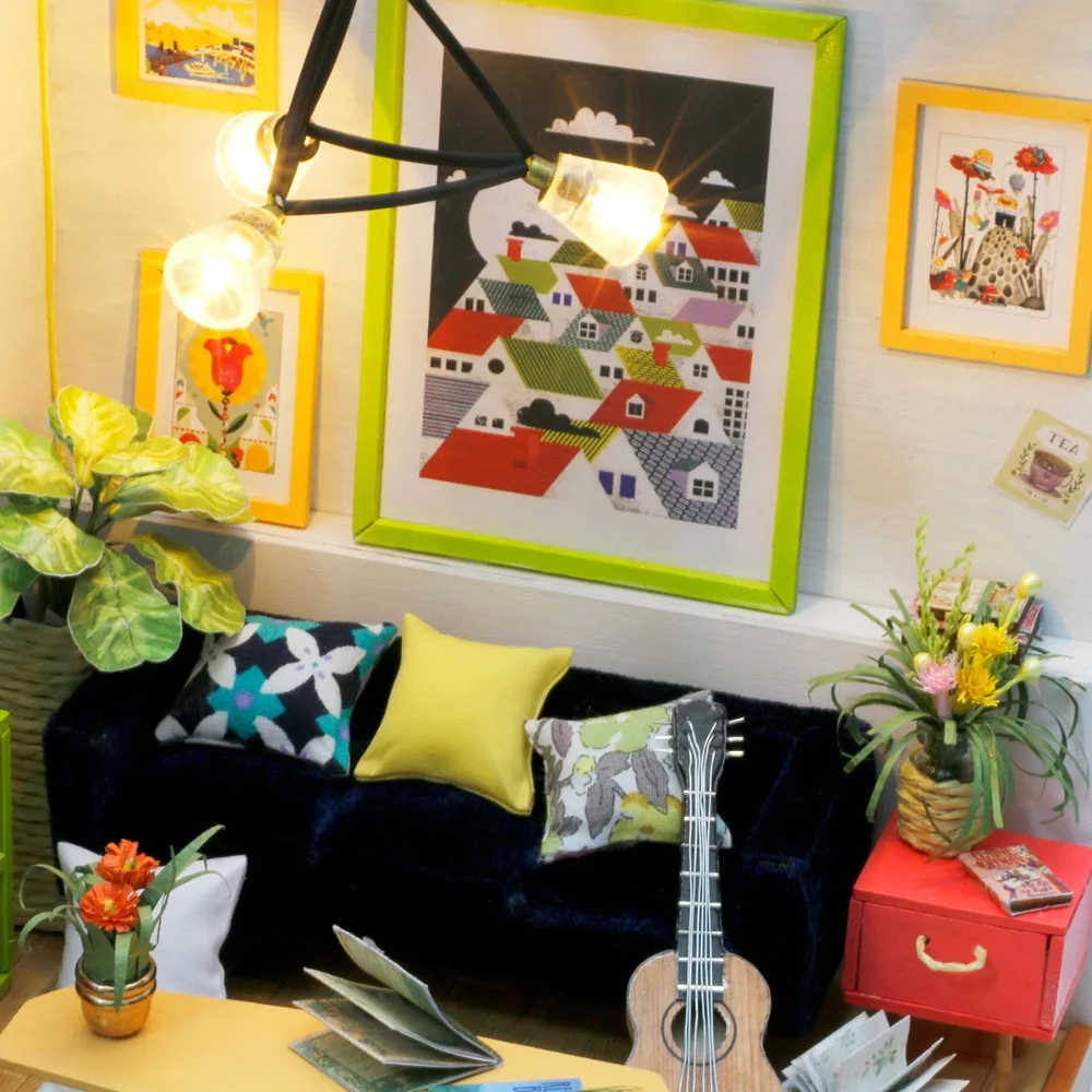 Casinha de Montar Miniatura DIY – SALA DE ESTAR estilo Retrô - Frete Grátis Casinha de Montar Miniatura DIY – SALA DE ESTAR estilo Retrô - Frete Grátis