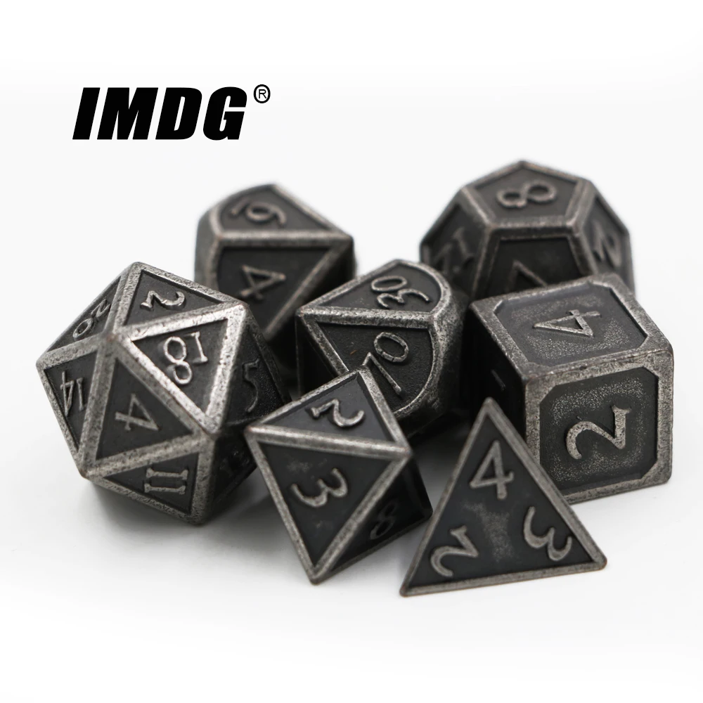 IMDG 7pcs/set Creative RPG Game Dice Polyhedron Metal Dice DND New Font Different Nickel Color Digital Game Dice
IMDG 7pcs/set Creative RPG Game Dice Polyhedron Metal Dice DND New Font Different Nickel Color Digital Game Dice