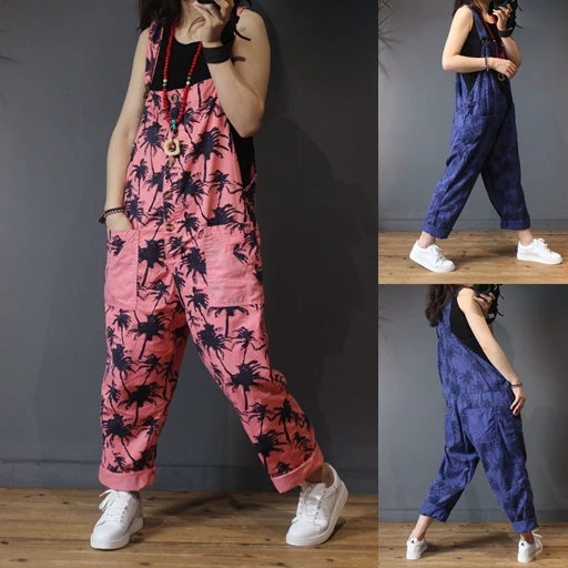 Spring Summer Women Casual Loose Plus Size Print Suspender Strap All-match Jumpsuits
Spring Summer Women Casual Loose Plus Size Print Suspender Strap All-match Jumpsuits