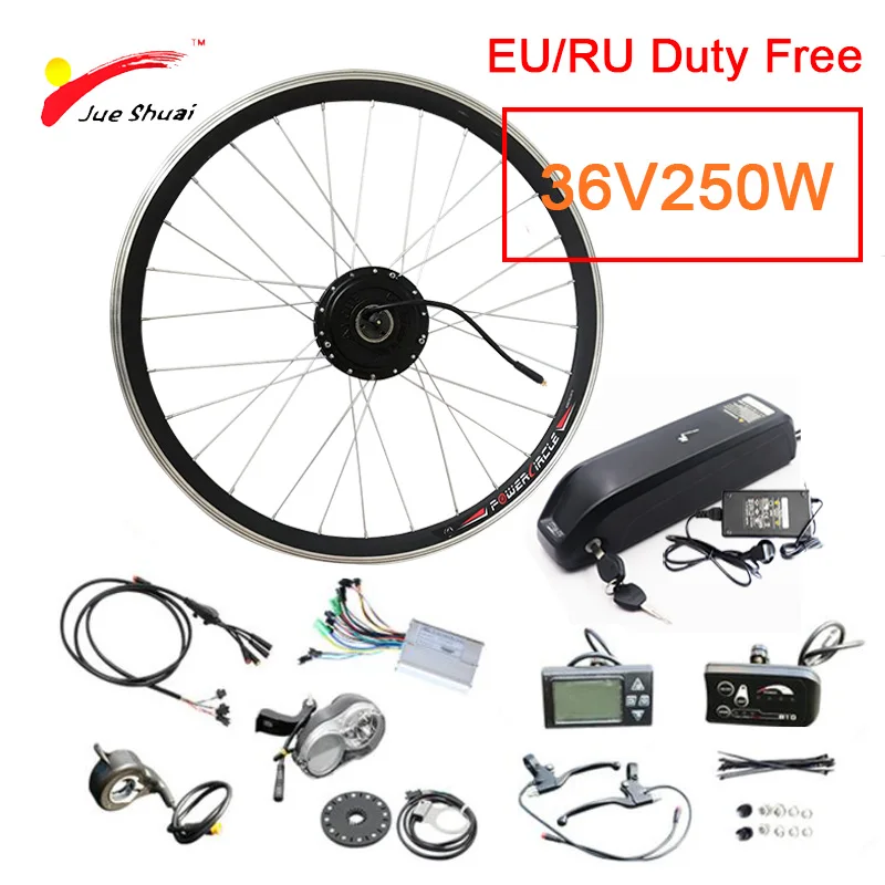 Discount 36V 250W Electric Bicycle Kit 36V10AH Samsung 12AH Battery Ebike Kit With 20" 24" 26" 700C(28") Rear Motor Wheel Electric Bike 1