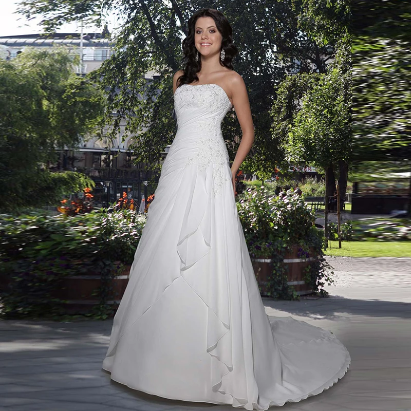 FOLOBE Simple Strapless Beading Lace Vestidos de Novia Pleats Chiffon Beach A-line Wedding Dresses Robe De Mariee Bridal Gowns
FOLOBE Simple Strapless Beading Lace Vestidos de Novia Pleats Chiffon Beach A-line Wedding Dresses Robe De Mariee Bridal Gowns