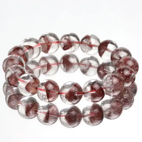 huij 001671Natural Red Phantom Quartz beads bracelet 13mm Japan