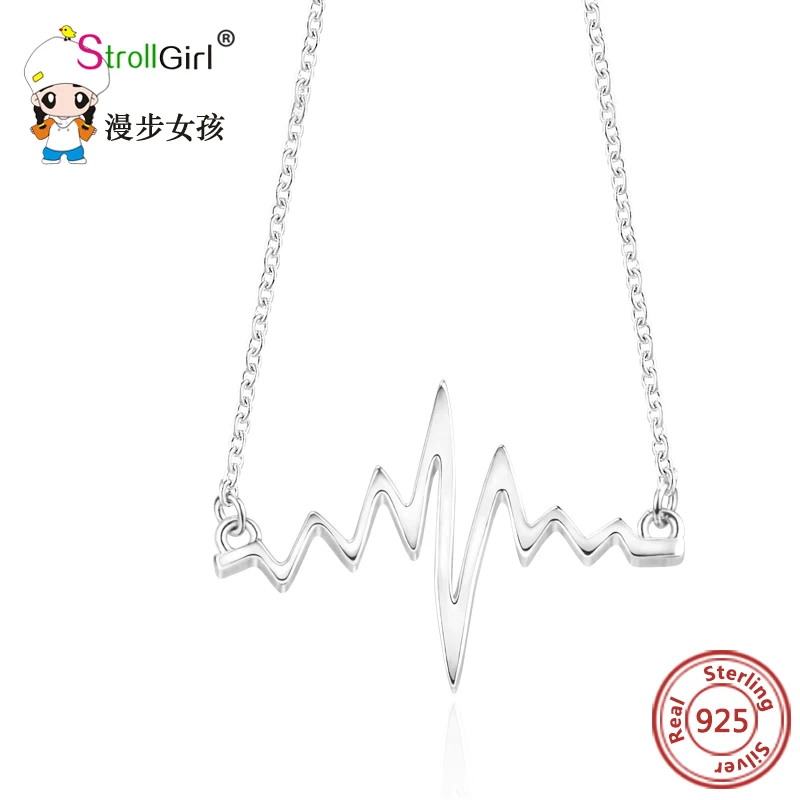 StrollGirl 925 Silver Hot Style Heart Beat Necklace Girl Pendant Necklace Gold Color Chain Lady Body jewelry Factory Sale
StrollGirl 925 Silver Hot Style Heart Beat Necklace Girl Pendant Necklace Gold Color Chain Lady Body jewelry Factory Sale
