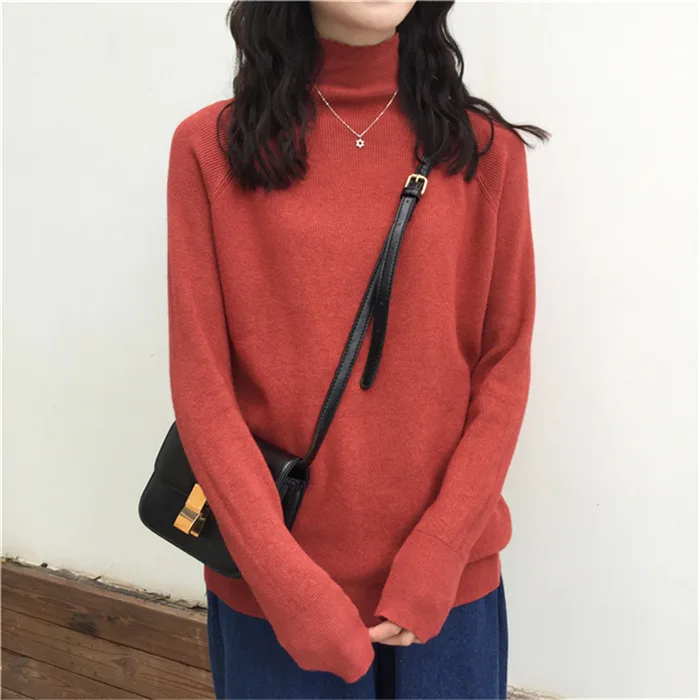 Preppy Style Solid Korean Women Sweater Turtleneck Long Sleeve Knitted Pullovers Thin Winter Tops | Женская одежда