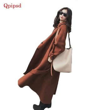 Autumn and winter new outerwear 2018 thickening loose long section woolen coat female over the knee long woolen coat for ladies
Autumn and winter new outerwear 2018 thickening loose long section woolen coat female over the knee long woolen coat for ladies