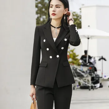 New hot women's women's fashion double-breasted suit two-piece suit (jacket + pants) women's business formal office suit
New hot women's women's fashion double-breasted suit two-piece suit (jacket + pants) women's business formal office suit