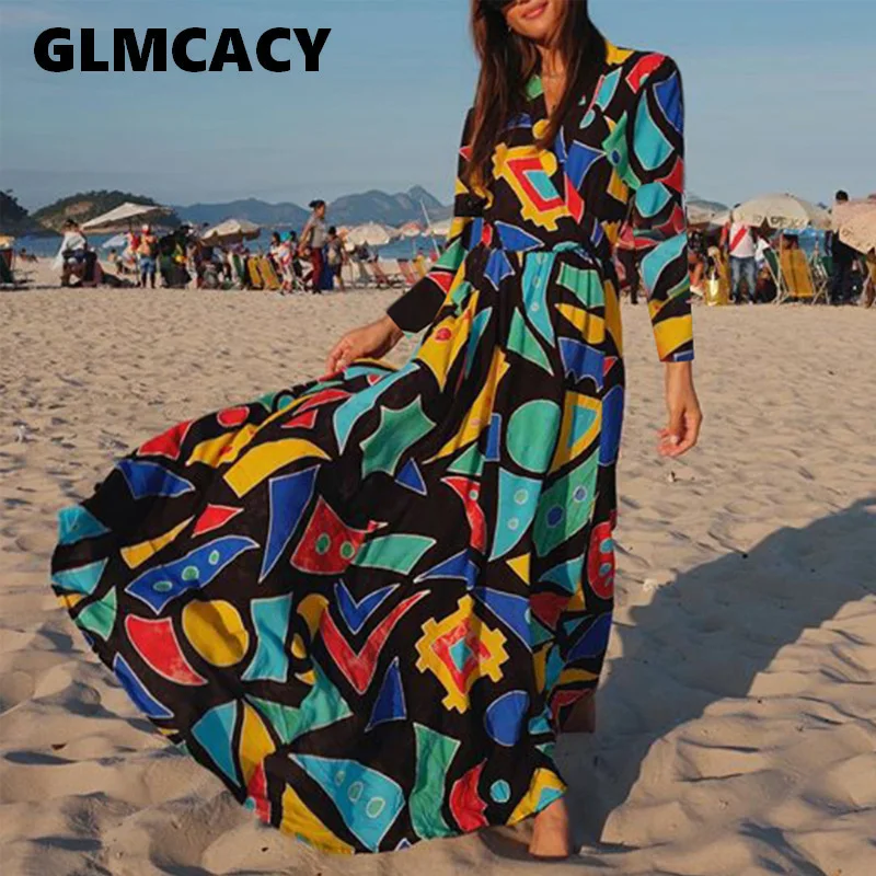 Women Elegant V Neck Floral Print Long Dress Long Sleeve Autumn Holiday Beach Maxi Dress Casual Robe Femme Vestidos
Women Elegant V Neck Floral Print Long Dress Long Sleeve Autumn Holiday Beach Maxi Dress Casual Robe Femme Vestidos