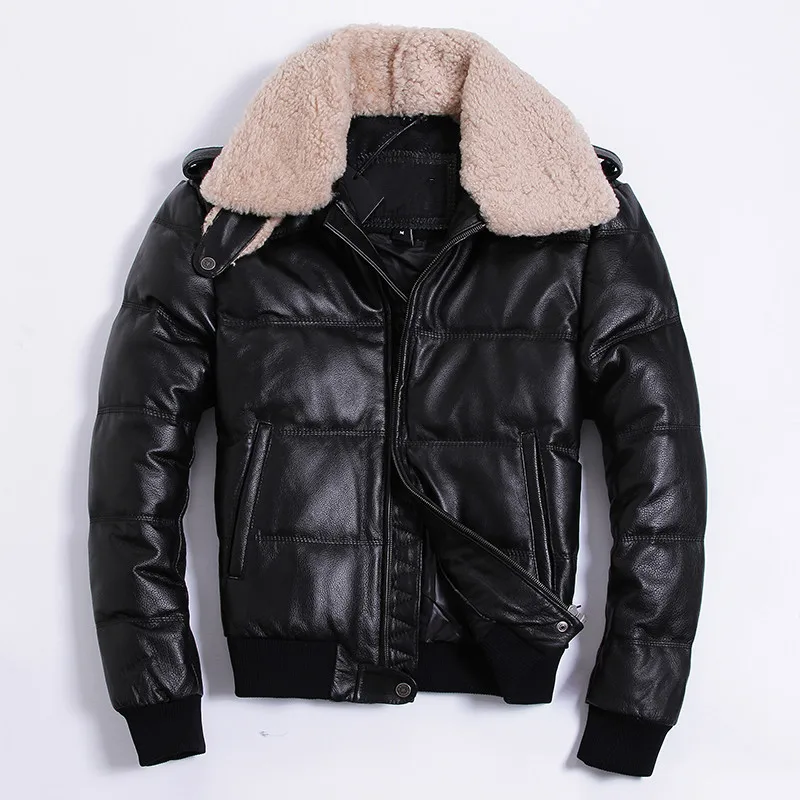 Genuine Leather Jacket Men Real Cow Leather Jacket Mens Natural Lamb Fur Collar Duck Down Coat Jaqueta De Couro HA-805 YY757
Genuine Leather Jacket Men Real Cow Leather Jacket Mens Natural Lamb Fur Collar Duck Down Coat Jaqueta De Couro HA-805 YY757