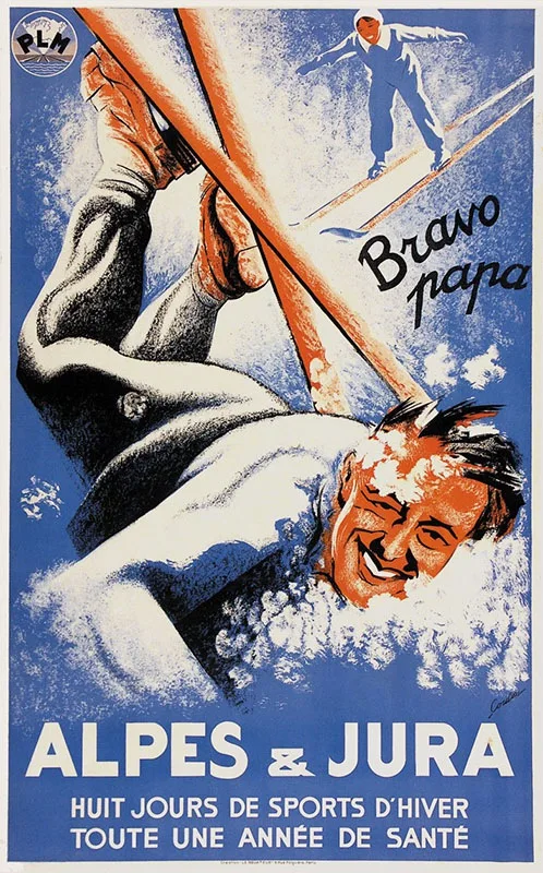 Франция Путешествия постеры Альпы и Юра катание на лыжах Спорт настенные стикеры