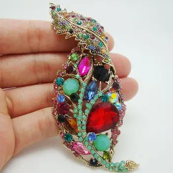 TTjewelry Fashionable Jewelry Vintage Leaf Multi-color Crystal Rhinestone Gold Tone Brooch Pin Woman Pendant
TTjewelry Fashionable Jewelry Vintage Leaf Multi-color Crystal Rhinestone Gold Tone Brooch Pin Woman Pendant