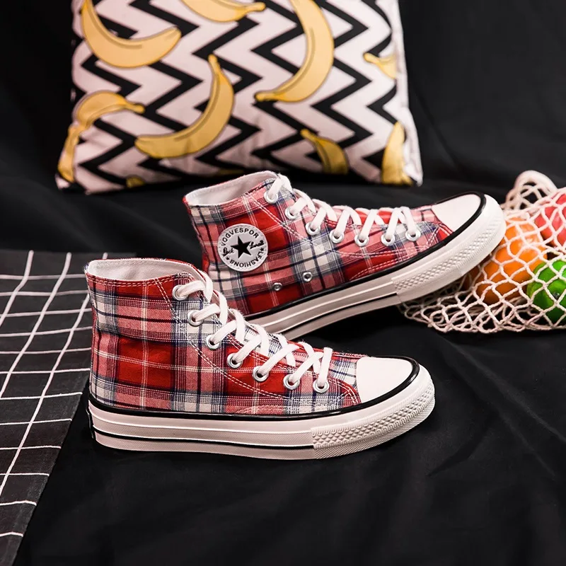 Retro Lattice Low-top High-top Casual Canvas Women Shoes Mixed Color New Korean Version 2019 Fashion Skateboard Shoes
Retro Lattice Low-top High-top Casual Canvas Women Shoes Mixed Color New Korean Version 2019 Fashion Skateboard Shoes