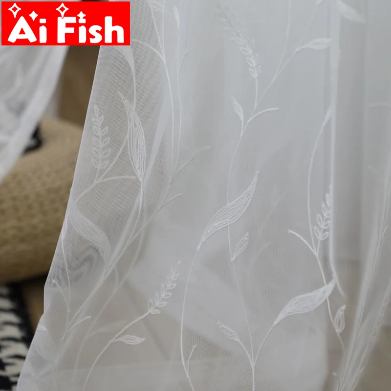 Pastoral Embroidery Bay Window Sheer For Bedroom White Wheat ears Screen Curtains Tulle For Living Room Customize AP061-40
Pastoral Embroidery Bay Window Sheer For Bedroom White Wheat ears Screen Curtains Tulle For Living Room Customize AP061-40