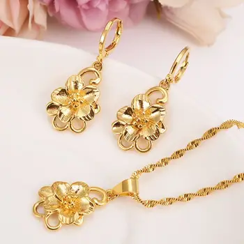 Ethiopian 24 k Fine Gold Filled big Flower set women girls Jewelry Pendant Chain Earrings African Bride Wedding Flower Bijoux
Ethiopian 24 k Fine Gold Filled big Flower set women girls Jewelry Pendant Chain Earrings African Bride Wedding Flower Bijoux