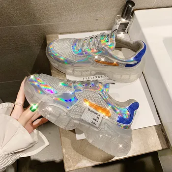 Women Sneakers Crystal Transparent Heel Platform Sneakers Bling Fluorescent Holographic Dad Chunky Trainers Vulcanize Shoes
Women Sneakers Crystal Transparent Heel Platform Sneakers Bling Fluorescent Holographic Dad Chunky Trainers Vulcanize Shoes