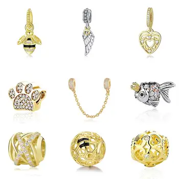Bee Hive Gold Color Galaxy Clear CZ Bead Real 925 Sterling Silver Charm Fit Original Bracelet DIY Jewelry Making
Bee Hive Gold Color Galaxy Clear CZ Bead Real 925 Sterling Silver Charm Fit Original Bracelet DIY Jewelry Making