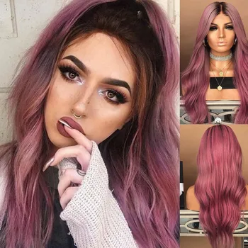 Women Long Curly Straight Wavy Synthetic Full Hair Wig Black Purple Cosplay Fashion Luxury Natural Wigs Gift 2019
Women Long Curly Straight Wavy Synthetic Full Hair Wig Black Purple Cosplay Fashion Luxury Natural Wigs Gift 2019