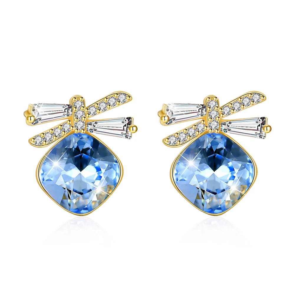 Real S925 Sterling Silver Uses Austria Crystal Crystal Earrings European and American Fashion Bowknot Type Earrings.
Real S925 Sterling Silver Uses Austria Crystal Crystal Earrings European and American Fashion Bowknot Type Earrings.