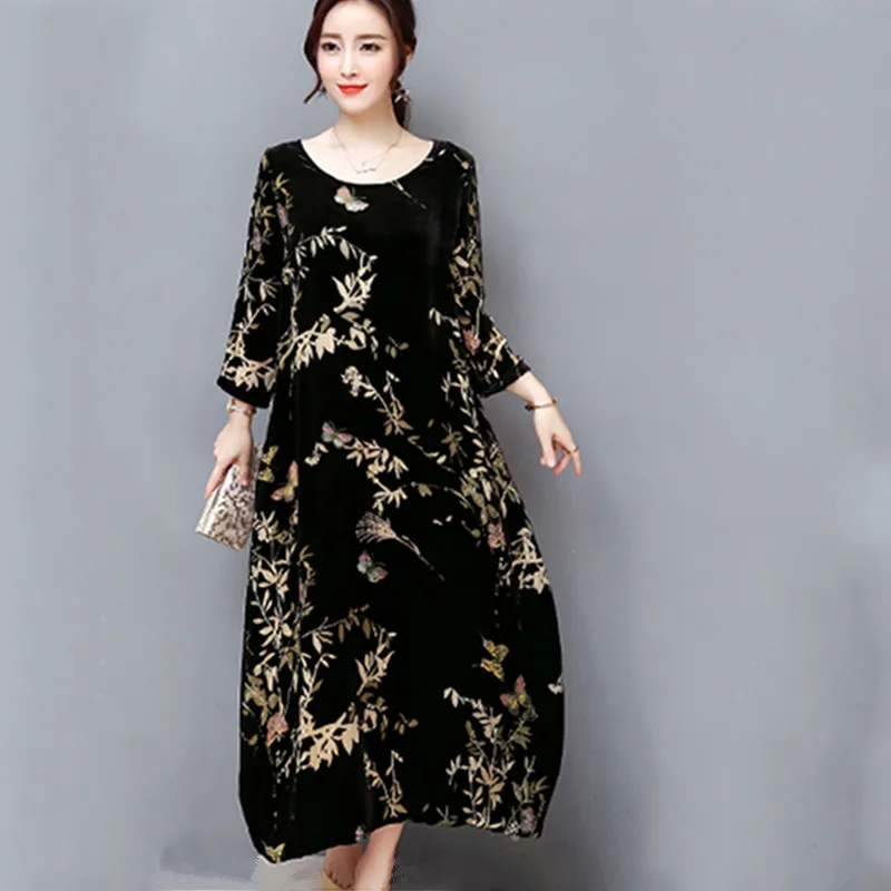 Large size Gold velvet flower print dress Women 2019 Spring autumn New Elegant Vintage middle-aged mother dress aa669
Large size Gold velvet flower print dress Women 2019 Spring autumn New Elegant Vintage middle-aged mother dress aa669