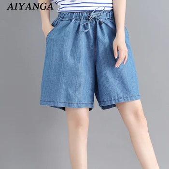 New Cotton Jeans 2018 Summer Big Size Denim Shorts Women Elastic Waist Casual Wide Leg Knee Length Jeans Female Solid Color
New Cotton Jeans 2018 Summer Big Size Denim Shorts Women Elastic Waist Casual Wide Leg Knee Length Jeans Female Solid Color