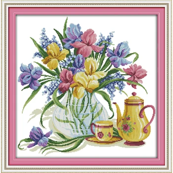NKF Flowers and Kettle Stamped Cross Stitch Patterns DIY Kits Needlework Embroidery Sets Cross Stitch for Home Decor
NKF Flowers and Kettle Stamped Cross Stitch Patterns DIY Kits Needlework Embroidery Sets Cross Stitch for Home Decor