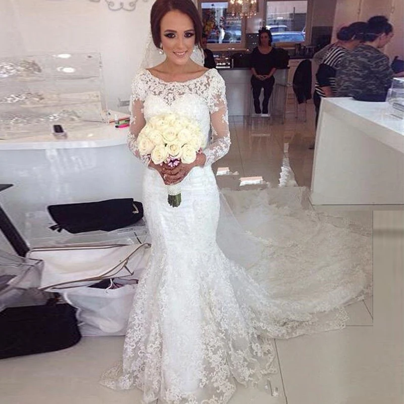trouwjurk Vestido de noiva Mermaid Wedding dress Long sleeve Bridal gowns court train Vintage Lace Wedding gown
trouwjurk Vestido de noiva Mermaid Wedding dress Long sleeve Bridal gowns court train Vintage Lace Wedding gown