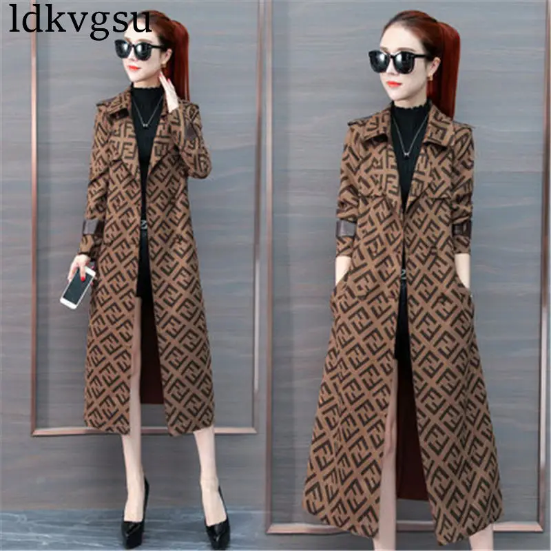 Fashion high-end Long Trench Coat Women 2019 Spring Autumn caramel color print temperament Slim Coats Female V415
Fashion high-end Long Trench Coat Women 2019 Spring Autumn caramel color print temperament Slim Coats Female V415
