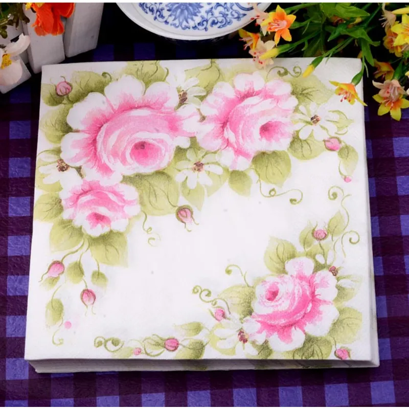 Food-grade table napkins paper tissue color print pink flower handerchief decoupage wedding birthday party cafe decorative mats
Food-grade table napkins paper tissue color print pink flower handerchief decoupage wedding birthday party cafe decorative mats