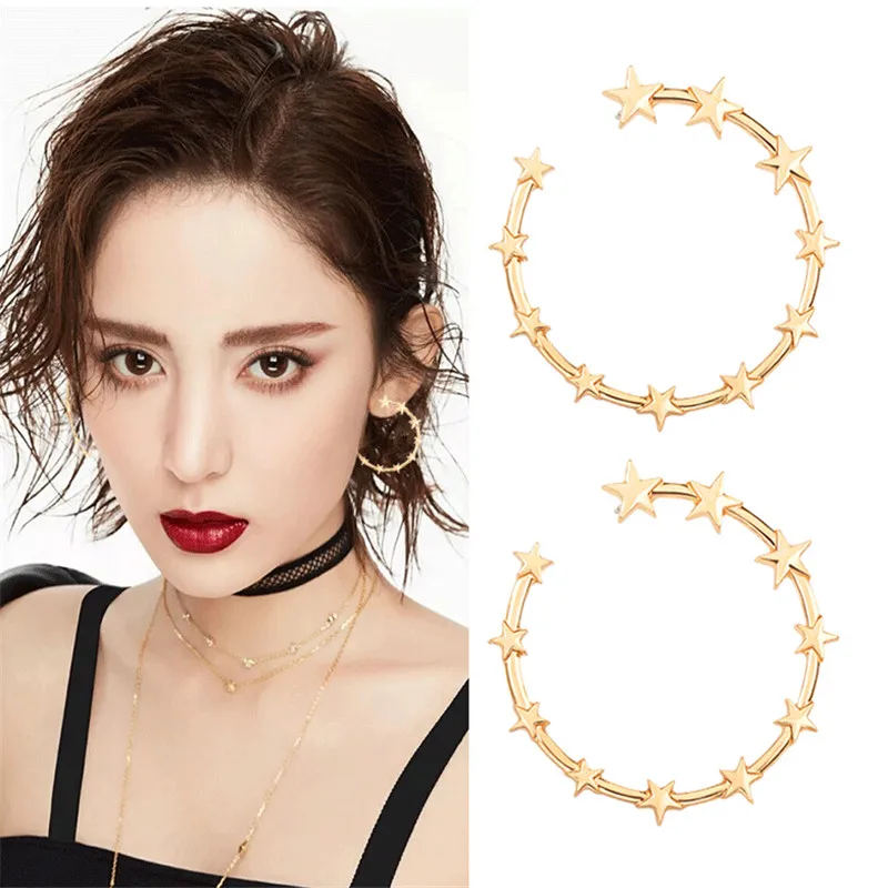 creative big circle star stud earrings for women silver gold color exaggerated personality stud earrings womens fashion jewelry
creative big circle star stud earrings for women silver gold color exaggerated personality stud earrings womens fashion jewelry