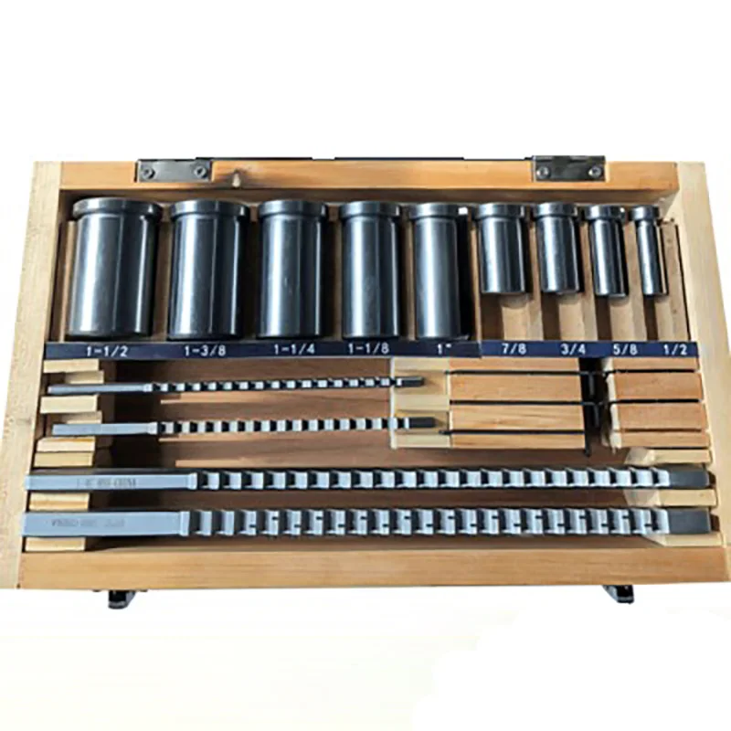 18pcs CNC Keyway Broaches Set Bushing Shim Set 1/2-1-1/2 Broach Bushing Shim Set Inch Sized High Speed Steel Cutting Tool
18pcs CNC Keyway Broaches Set Bushing Shim Set 1/2-1-1/2 Broach Bushing Shim Set Inch Sized High Speed Steel Cutting Tool