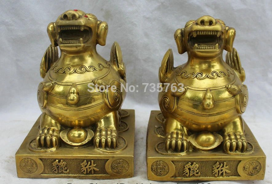 001472 10" Chinese Folk Feng Shui Brass Wealth Pi Xiu Fly Unicorn Beast Statue Pair
001472 10" Chinese Folk Feng Shui Brass Wealth Pi Xiu Fly Unicorn Beast Statue Pair