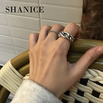 

SHANICE Korean 925 sterling silver ring simple braided twist all-match retro Wholesale Bijoux Femme Engagement Ring Accessories