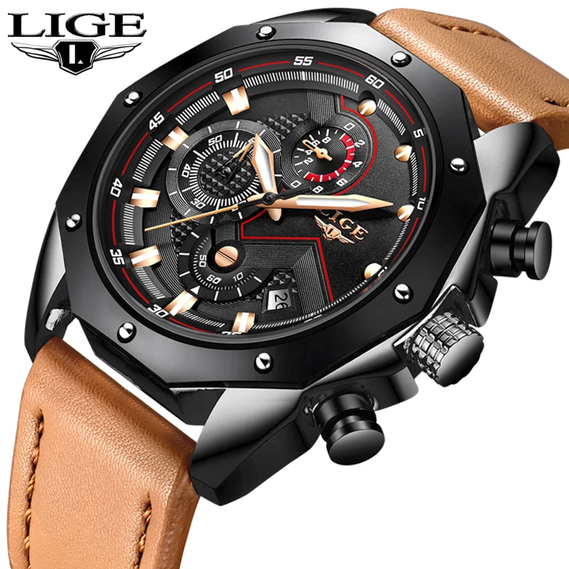 LIGE Mens Watches Top Brand Luxury Men's Sports Military Casual Watch Men Waterproof Leather Quartz Watch Relogio Masculino
LIGE Mens Watches Top Brand Luxury Men's Sports Military Casual Watch Men Waterproof Leather Quartz Watch Relogio Masculino